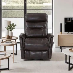 Leather Swivel Recliner Chocolate