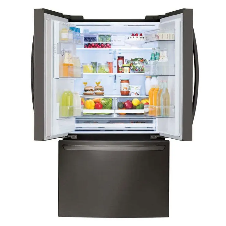 LG 28 Cu ft 36 In Refrigerator Bottom Freezer, French door - LRFS28XBD Black Stainless Outlet