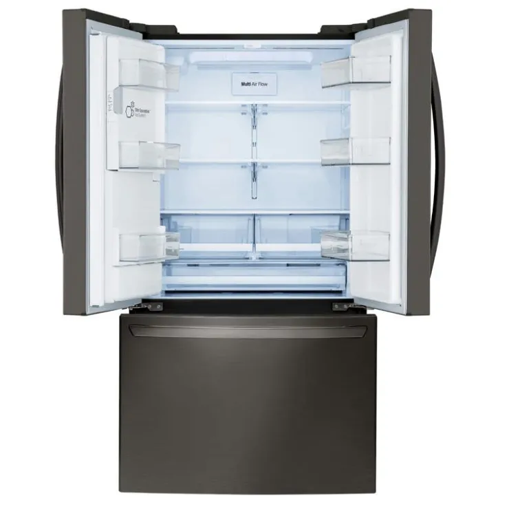 LG 28 Cu ft 36 In Refrigerator Bottom Freezer, French door - LRFS28XBD Black Stainless Outlet