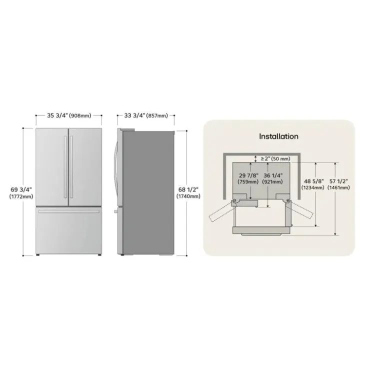 LG 28 Cu ft 36 In Refrigerator Bottom Freezer, French door - LRFS28XBD Black Stainless Outlet