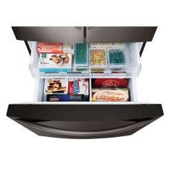 LG 28 Cu ft 36 In Refrigerator Bottom Freezer, French door - LRFS28XBD Black Stainless Outlet