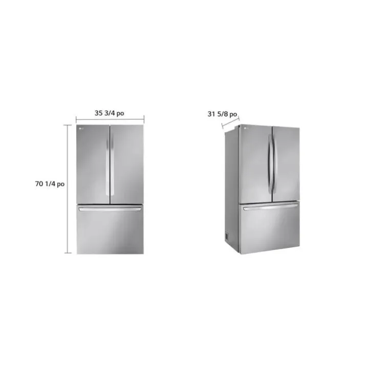LG 27 Cu ft 36 In Refrigerator Bottom Freezer, French door - LRFLC2706S Stainless Steel Hot