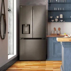 LG 25 Cu Ft 33 In Refrigerator Bottom Freezer, French door - LF25H6330D Black Stainless Clearance