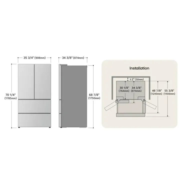 LG 30 Cu Ft 36 In Refrigerator Bottom Freezer, French door - LF30S8210S Stainless Steel Clearance