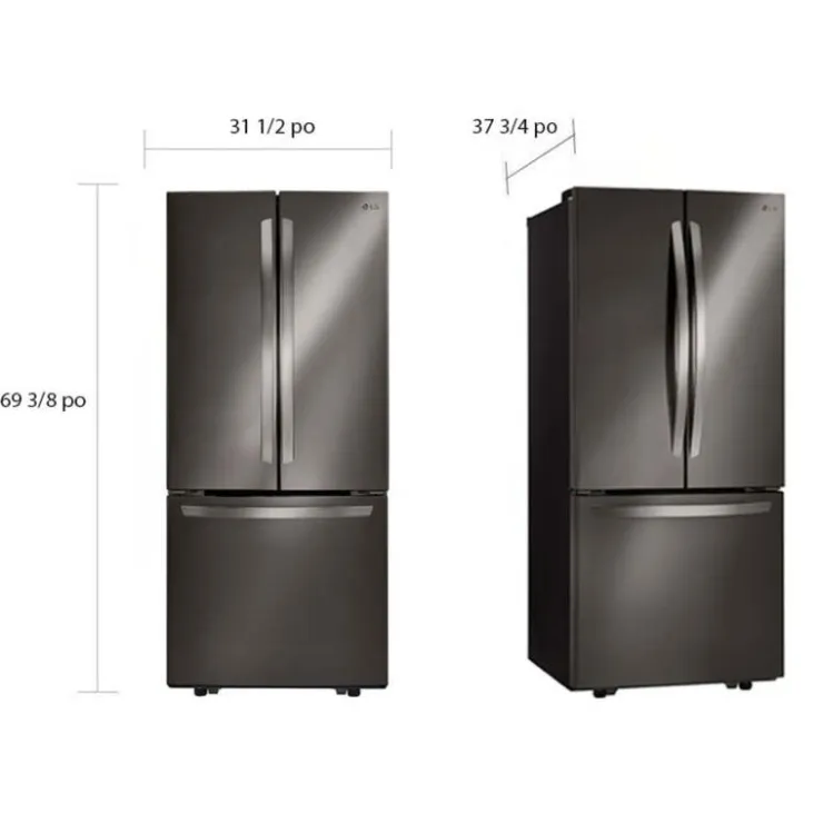 LG 21.8 Ft cu 30 in Refrigerator Bottom Freezer, French door - LRFNS2200D Black Stainless Steel Hot