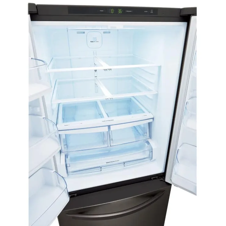 LG 21.8 Ft cu 30 in Refrigerator Bottom Freezer, French door - LRFNS2200D Black Stainless Steel Hot