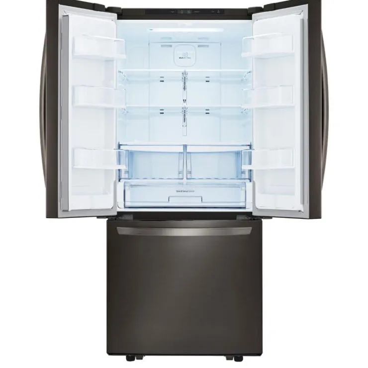 LG 21.8 Ft cu 30 in Refrigerator Bottom Freezer, French door - LRFNS2200D Black Stainless Steel Hot