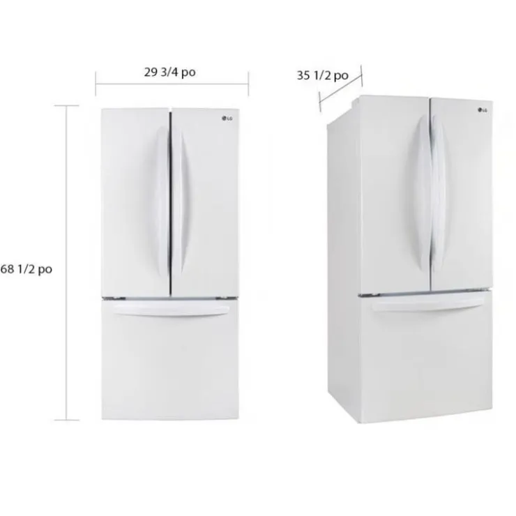 LG 30 in 21,8 Cu ft Refrigerator Bottom Freezer, French door - LRFNS2200W White Sale