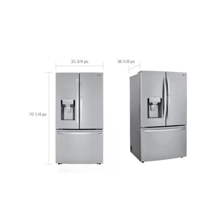 LG 36 in 30 Cu ft Refrigerator Bottom Freezer, French door - LRFDS3016S Stainless Steel New