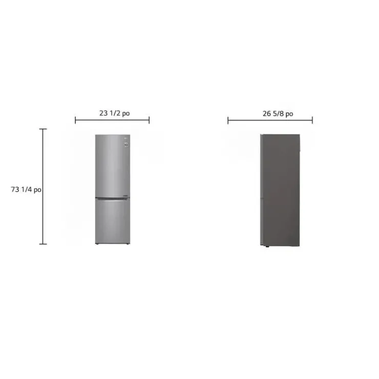 LG 24 in 11,9 cu ft Refrigerator Bottom Freezer - LBNC12231V Platinum Silver Best