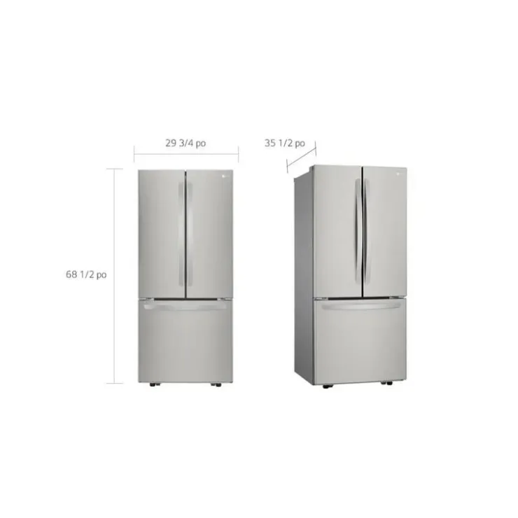 LG 30 in 22 Cu ft Refrigerator Bottom Freezer, French door - LRFNS2200S Stainless Steel New