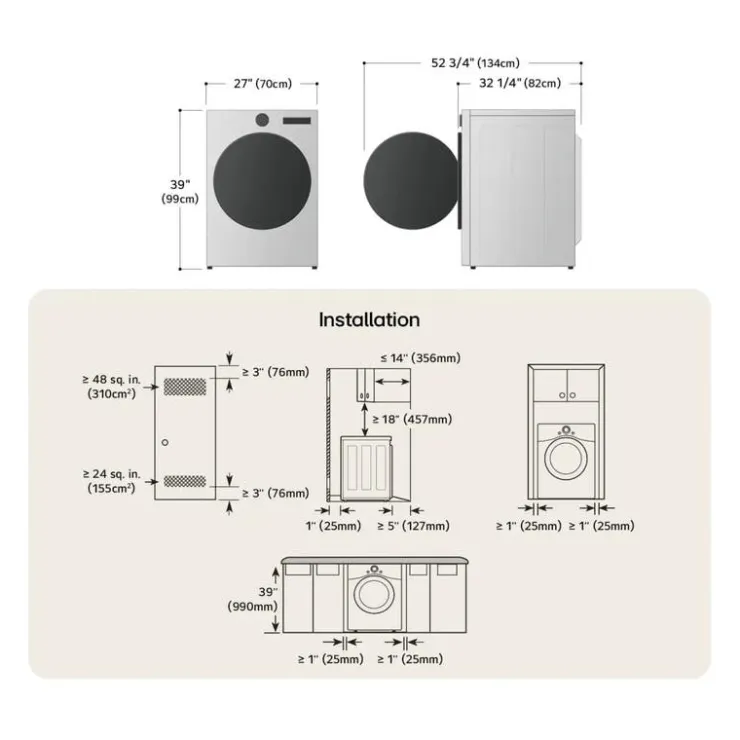 LG Dryer 27" - DLHC6702B Black Stainless Discount