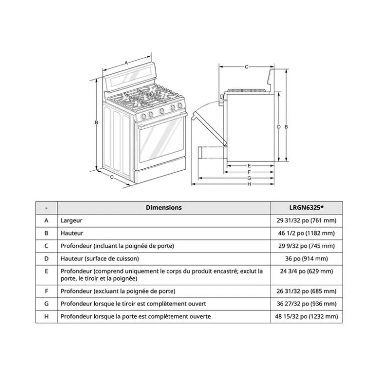 LG Range 30" Electric Gas - LRGN6325X Stainless Steel Clearance