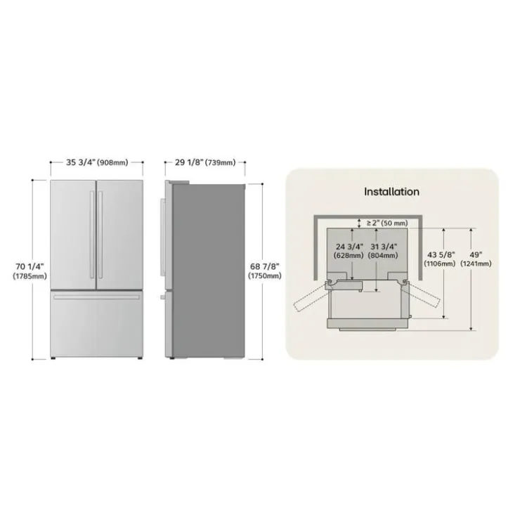 LG STUDIO 26.5 Cu Ft 36 In Refrigerator Bottom Freezer, French door - SRFB27S3 Stainless Steel Online
