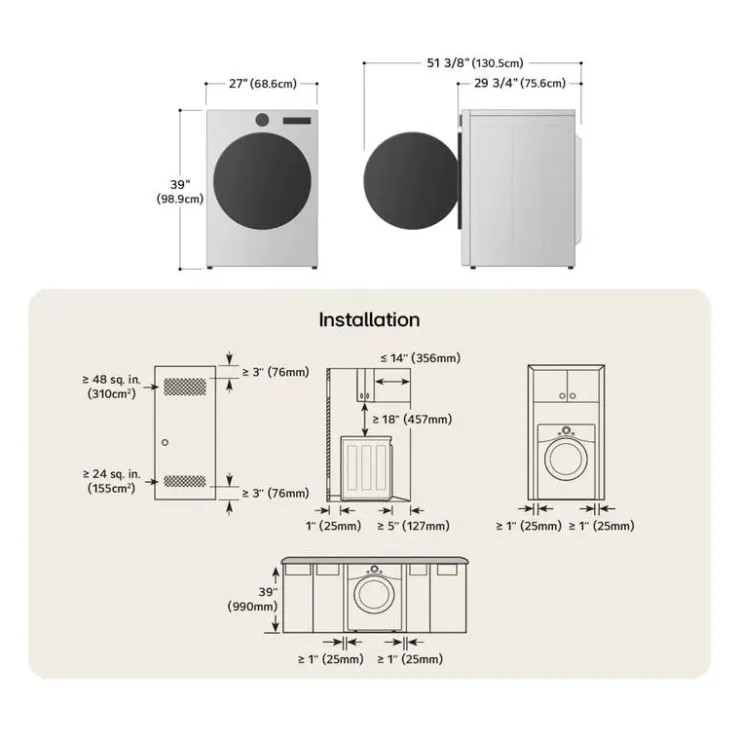 LG Washer & Dryer Kit, , Front-Load - WM5700-DLEX Graphite Steel Outlet