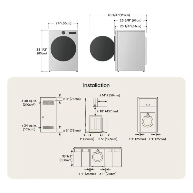 LG Washer & Dryer KIt, , Front-Load - WM-DLHC1455 White Discount