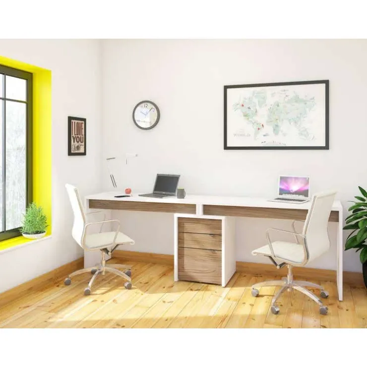 Nexera Liber-T Reversible Desk Panel, White And Walnut - Brown and White Outlet