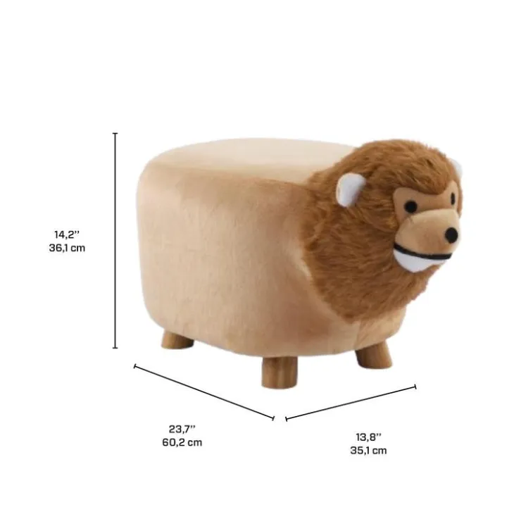 Lion-Shaped Kids Pouf – 13.8" x 23.64" x 14.15" Fawn Outlet