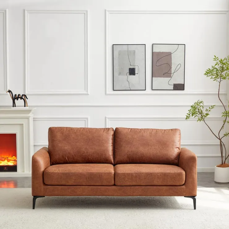Loveseat with Tapered Legs Brown Discount