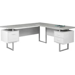 Monarch L-shaped computer desk / cement-look top - Grey Outlet
