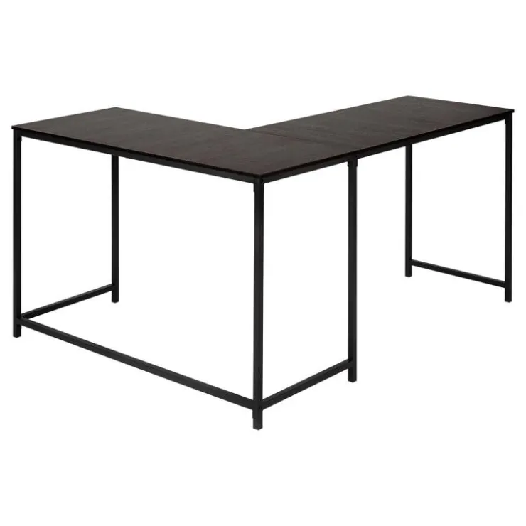 Monarch L-shaped computer desk - corner / metal base / large desk - 58"l x 44"w - esp - Espresso Outlet