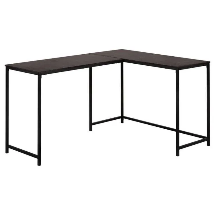 Monarch L-shaped computer desk - corner / metal base / large desk - 58"l x 44"w - esp - Espresso Outlet