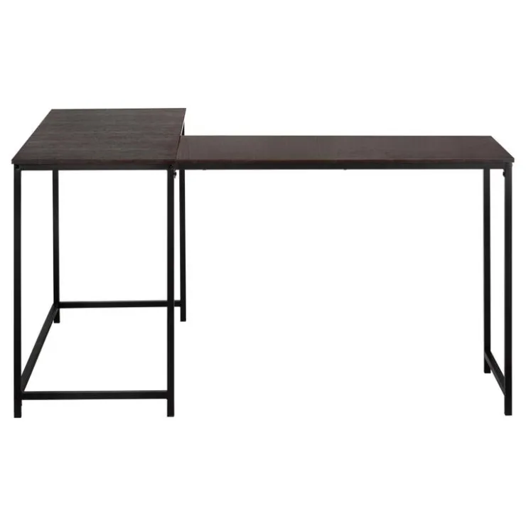 Monarch L-shaped computer desk - corner / metal base / large desk - 58"l x 44"w - esp - Espresso Outlet