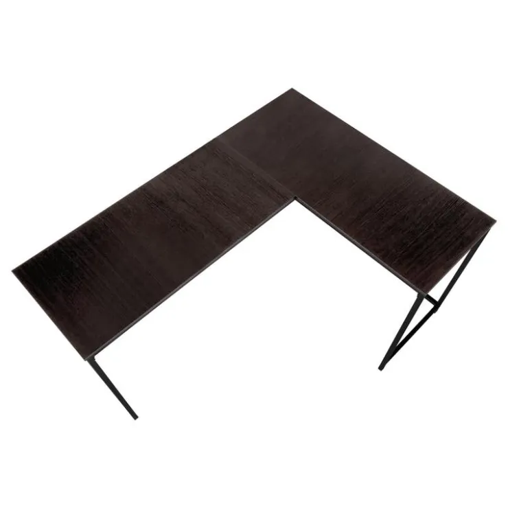 Monarch L-shaped computer desk - corner / metal base / large desk - 58"l x 44"w - esp - Espresso Outlet