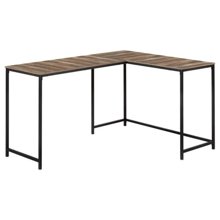 Monarch L-shaped computer desk - corner / metal base / large desk - 58"l x 44"w - bro - Brown Clearance