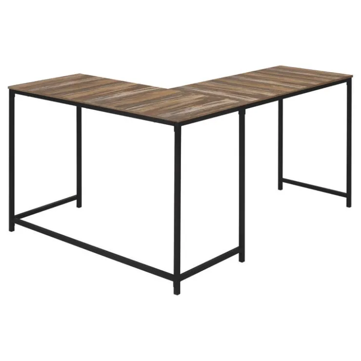 Monarch L-shaped computer desk - corner / metal base / large desk - 58"l x 44"w - bro - Brown Clearance