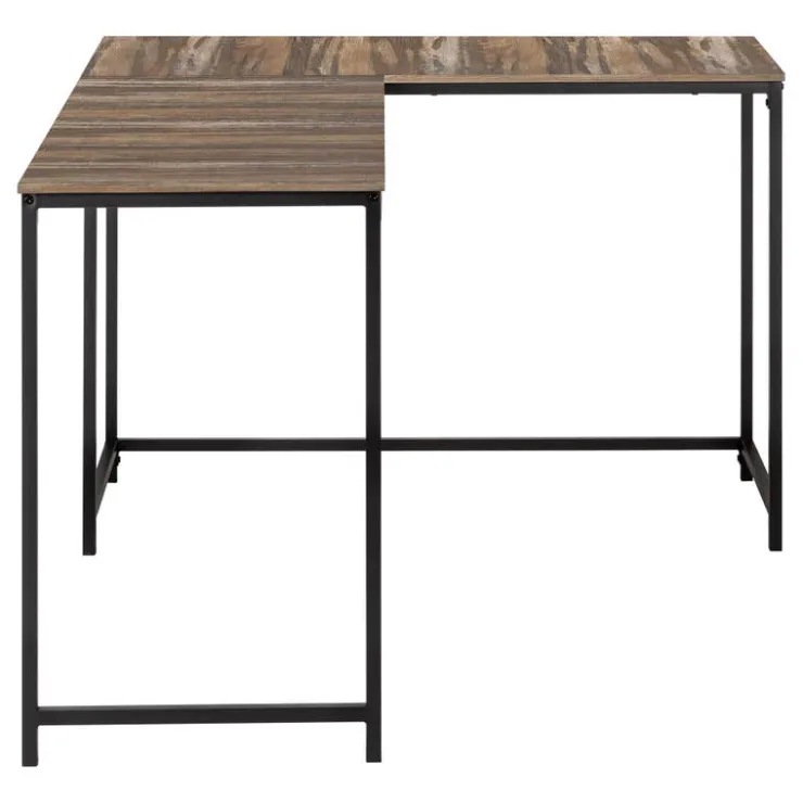 Monarch L-shaped computer desk - corner / metal base / large desk - 58"l x 44"w - bro - Brown Clearance