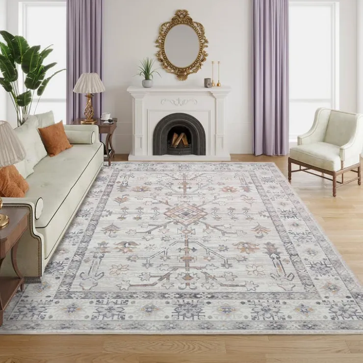 Machine Washable Indoor Rug - 5 x 7 Beige/Grey/Gold Best