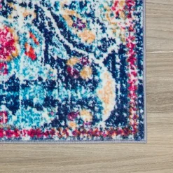Machine Washable Indoor Rug - 5 x 7 Beige/Blue/Orange/Pink New