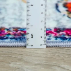 Machine Washable Indoor Rug - 5 x 7 Beige/Blue/Orange/Pink New