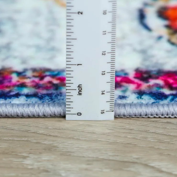 Machine Washable Indoor Rug - 5 x 7 Beige/Blue/Orange/Pink New