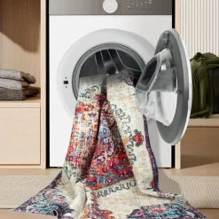 Machine Washable Indoor Rug - 5 x 7 Beige/Blue Outlet