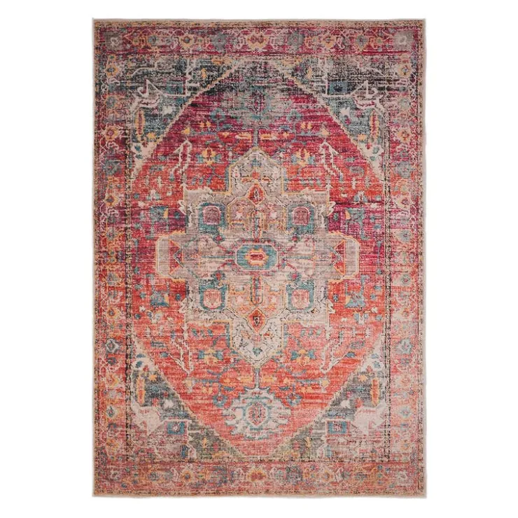 Machine Washable Indoor Rug - 5 x 7 Beige/Orange/Blue New