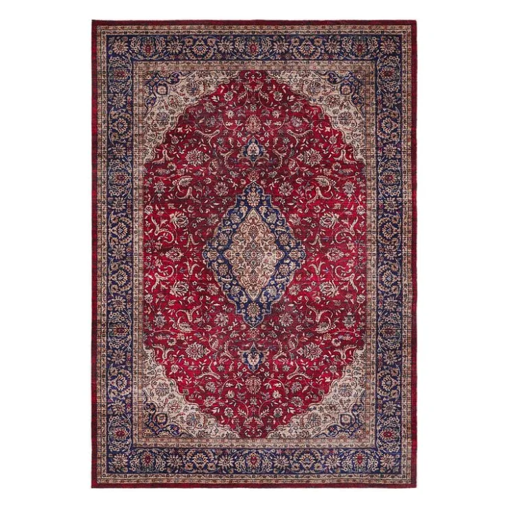 Machine Washable Indoor Rug - 5 x 7 Red/Blue/Beige New