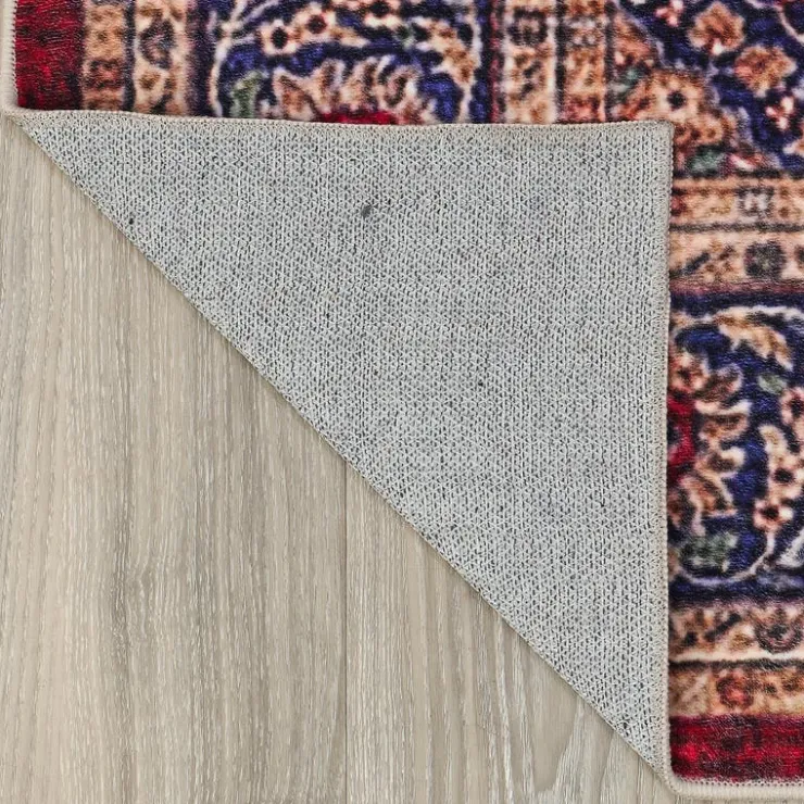 Machine Washable Indoor Rug - 5 x 7 Red/Blue/Beige New