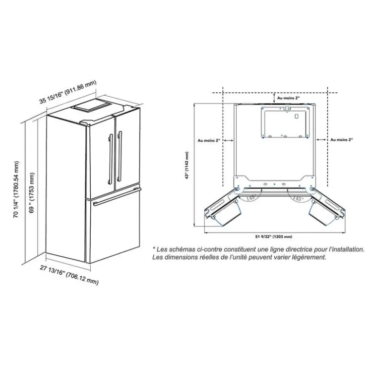 Marathon 20,8 Cu Ft Refrigerator 36I In Bottom Freezer, French door - MFF208SSFD Stainless Discount