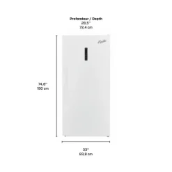 Marathon Convertible Refrigerator Freezer - 21.2 Cu Ft , Vertical, 33" - EFF212W White New