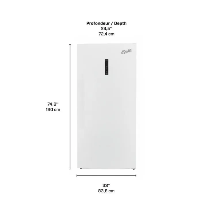 Marathon Convertible Refrigerator Freezer - 21.2 Cu Ft , Vertical, 33" - EFF212W White New