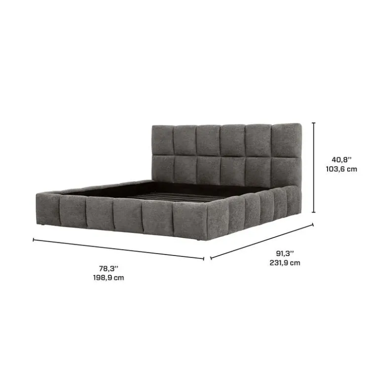 Marshmallow-Style King Bed (78") - Grey Light Grey New