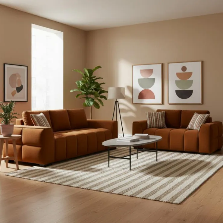 Sofa By Fancy Marshmallow-Style Loveseat - Rust Outlet