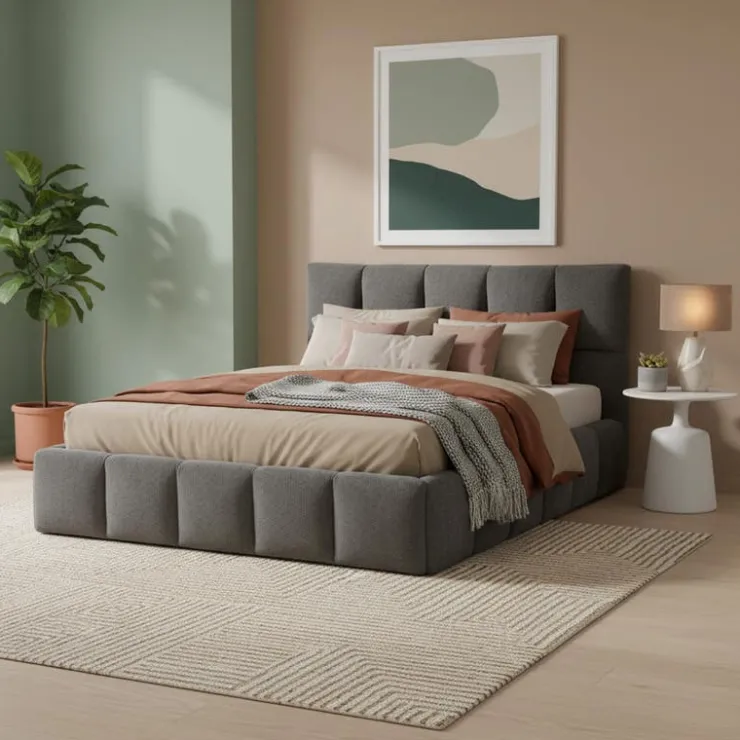 Marshmallow-Style Queen Bed (60") - Grey Light Grey Sale