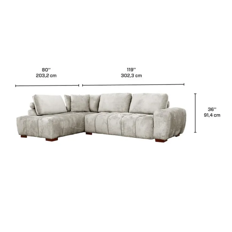 Marshmallow-Style Sectional with Left-Side Chaise - Grey Outlet