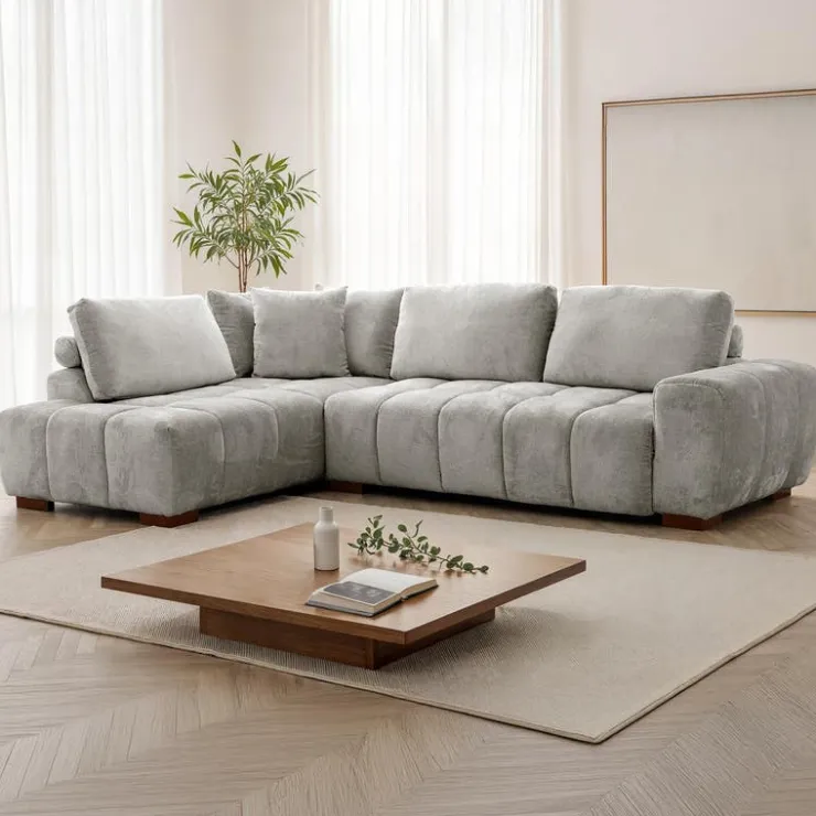 Marshmallow-Style Sectional with Left-Side Chaise - Grey Outlet