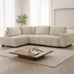 Marshmallow-Style Sectional with Left-Side Chaise - Cream Outlet