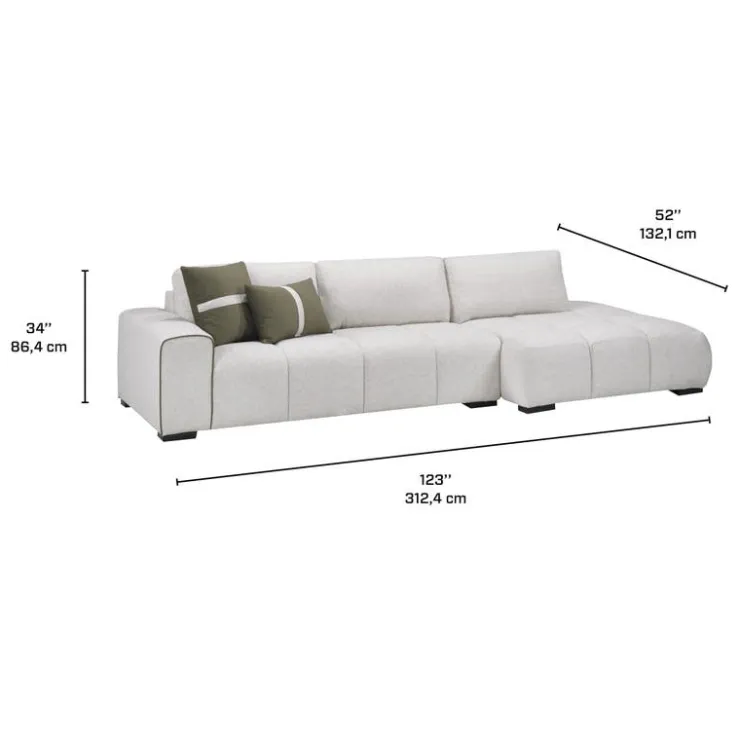 Sofa By Fancy Marshmallow-Style Sectional with Right-Side Chaise Greige