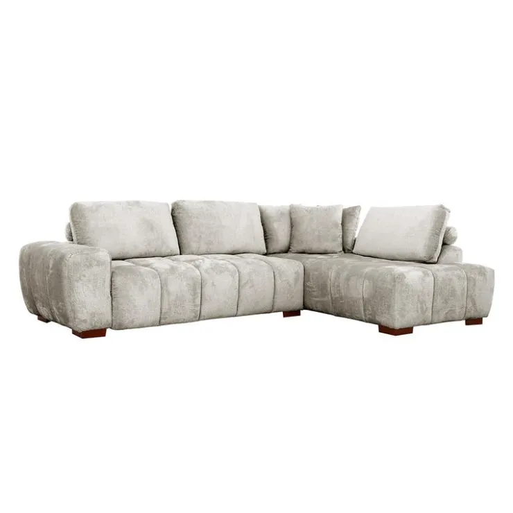 Marshmallow-Style Sectional with Right-Side Chaise - Grey Hot